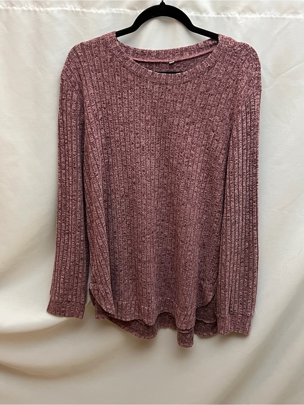 Women’s Pink Ribbed Knit Sweater Top XL Soft Cozy Long Sleeve Casual